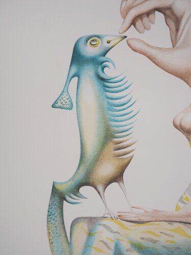 L'Alphabet Hébreu : Homme et oiseau di Jules Perahim, Stampa in vendita su Singulart