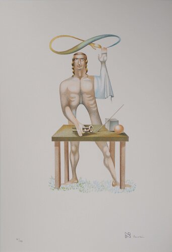 L’alphabet Hébreu, le forgeron spirituel, Lithographie originale signée von Jules Perahim, Druck kaufen auf Singulart