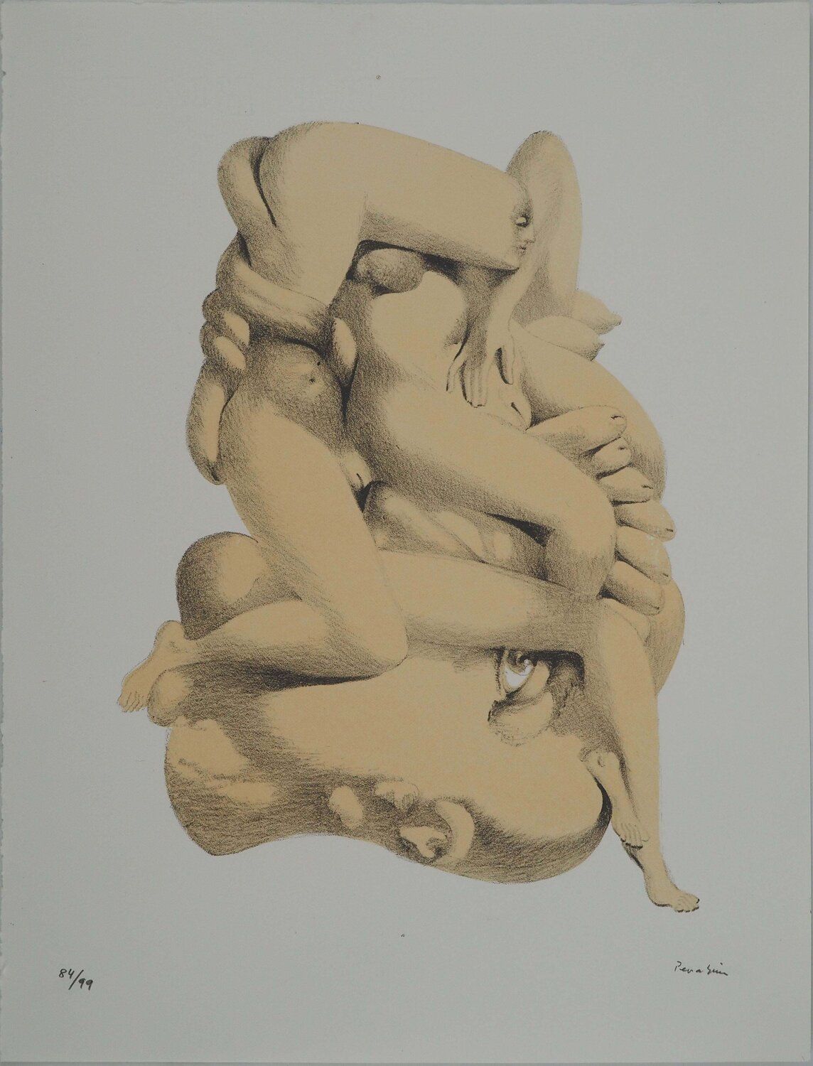 Intimité du couple, Lithographie originale signée Jules Perahim Druck zu verkaufen