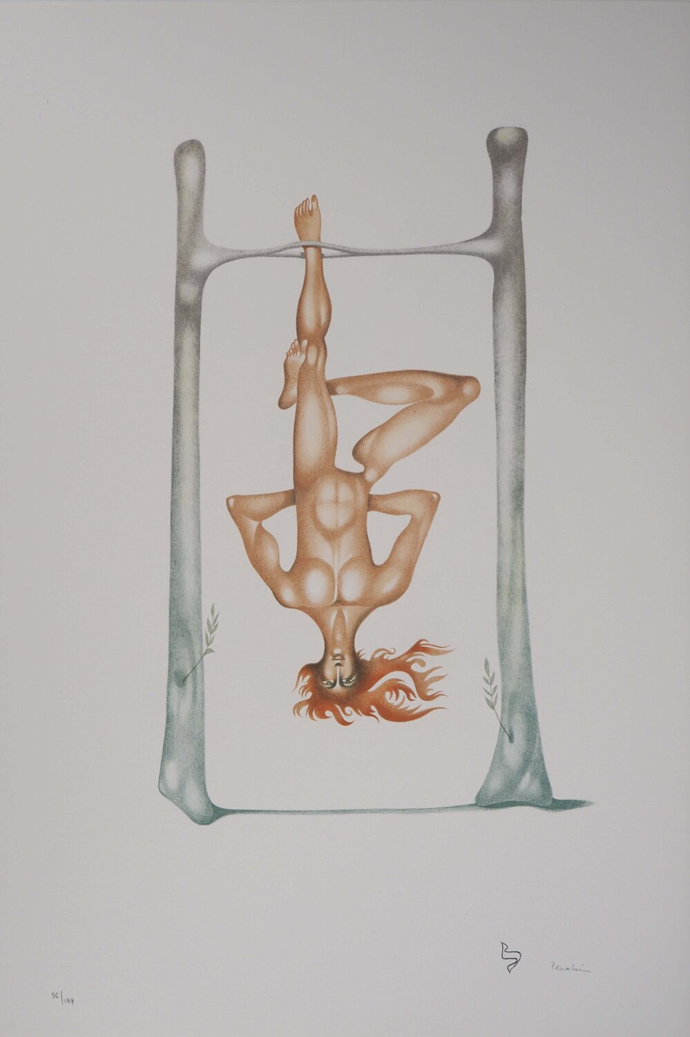 L’alphabet Hébreu, le pendu, Lithographie originale signée Jules Perahim Impresión en venta