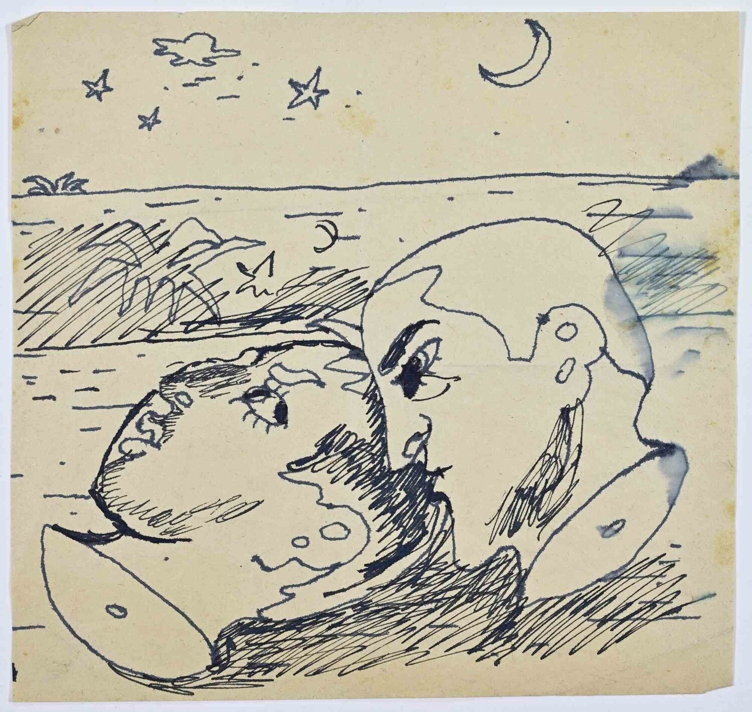 Heads by the Sea Leo Longanesi Opera su carta in vendita