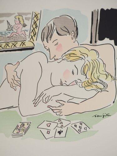Amoureux au jeu de cartes par Léonard-Tsuguharu Foujita, Édition en vente sur Singulart