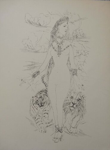 La Rivière Enchantée - Nu aux tigres di Léonard-Tsuguharu Foujita, Stampa in vendita su Singulart