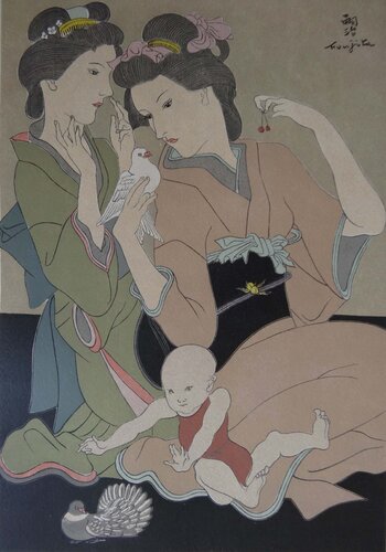 Geishas à la colombe di Léonard-Tsuguharu Foujita, Stampa in vendita su Singulart