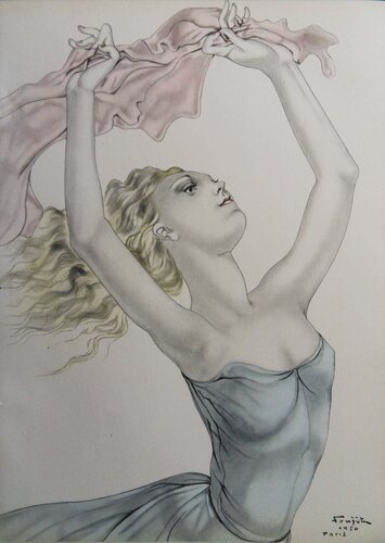 La danseuse en foulard rose di Léonard-Tsuguharu Foujita, Stampa in vendita su Singulart