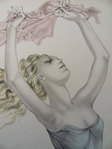 La danseuse en foulard rose von Léonard-Tsuguharu Foujita, Druck kaufen auf Singulart