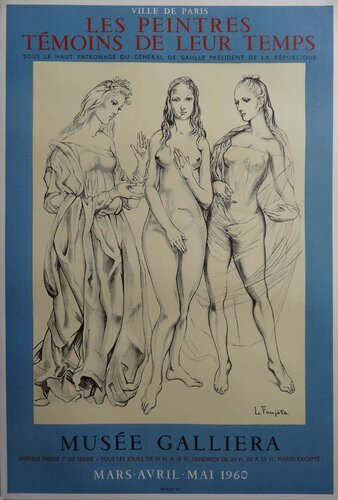 Les trois Graces : La Jeunesse (Galliera 1960), Affiche en lithographie originale signée di Léonard-Tsuguharu Foujita, Stampa in vendita su Singulart