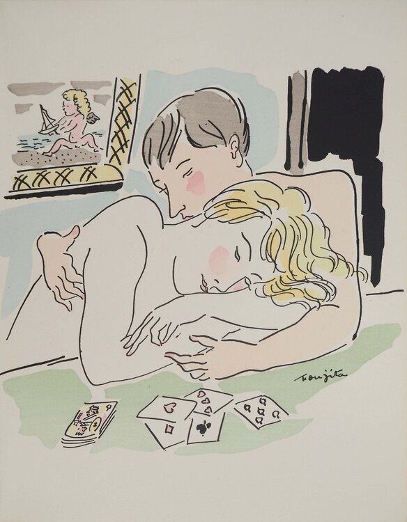 Amoureux au jeu de cartes Léonard-Tsuguharu Foujita
