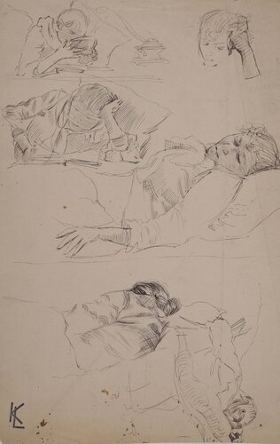 Variations d'un sujet alité, c par Léopold-Franz Kowalski, Œuvre sur papier en vente sur Singulart