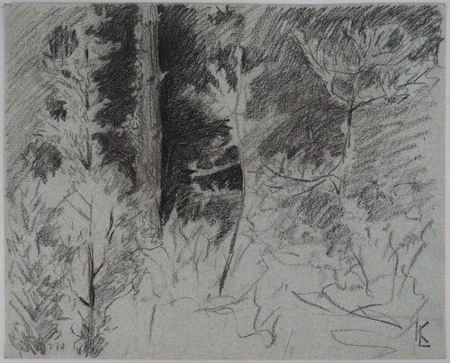 Forêt de nuit, dessin original Léopold-Franz Kowalski