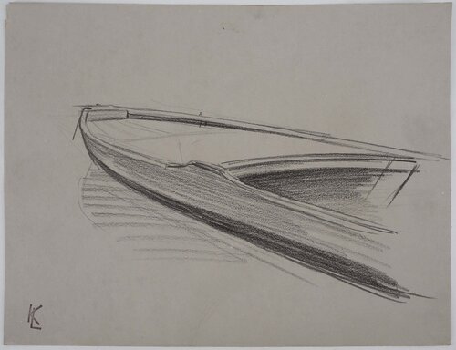 L'avant de la barque, dessin original Léopold-Franz Kowalski