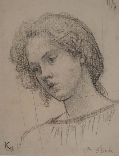 Portrait de Mlle Flavin, c van Léopold-Franz Kowalski, Werk op papier te koop op Singulart