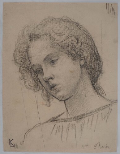 Portrait de Mlle Flavin, dessin original by Léopold-Franz Kowalski, Drawing for Sale on Singulart