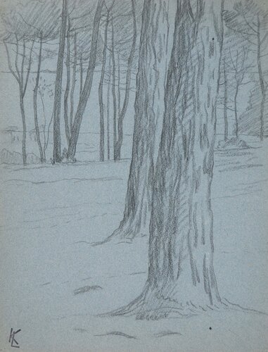 Troncs de clairière, c by Léopold-Franz Kowalski, Work on Paper for Sale on Singulart