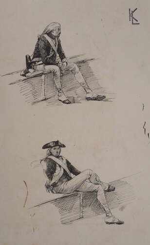 Deux soldats assis, c by Léopold-Franz Kowalski, Work on Paper for Sale on Singulart
