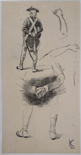 Un soldat de dos, dessin original van Léopold-Franz Kowalski, Tekening te koop op Singulart