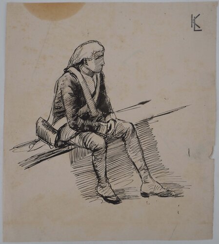 Un soldat au repos, dessin original by Léopold-Franz Kowalski, Drawing for Sale on Singulart
