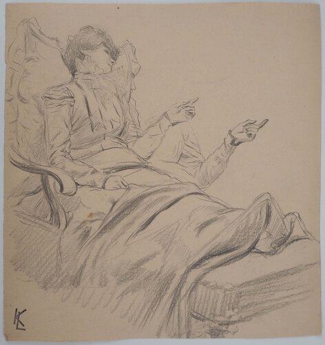 Eléanore au fauteuil, dessin original Léopold-Franz Kowalski