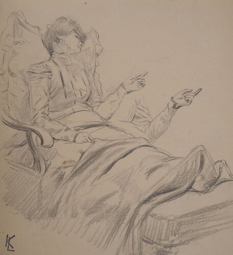 Eléanore au fauteuil, c par Léopold-Franz Kowalski, Œuvre sur papier en vente sur Singulart