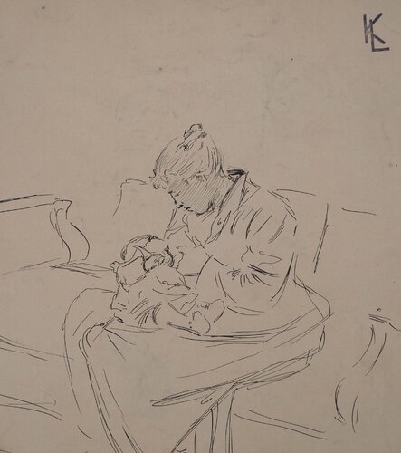 Une mère et son enfant, c di Léopold-Franz Kowalski, Opera su carta in vendita su Singulart