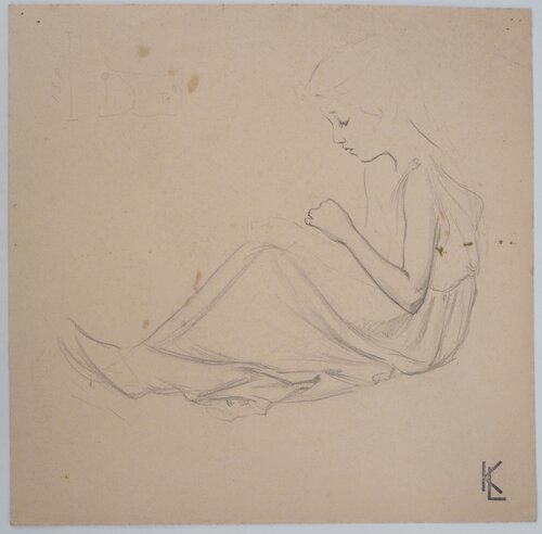 Fillette de profil, dessin original Léopold-Franz Kowalski