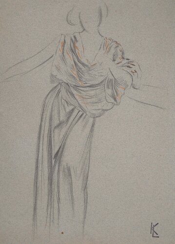 Drapé d'une robe de soirée, c by Léopold-Franz Kowalski, Work on Paper for Sale on Singulart