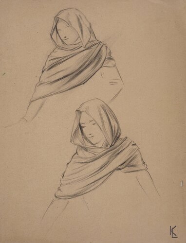 Étude du drapé du châle, c par Léopold-Franz Kowalski, Œuvre sur papier en vente sur Singulart