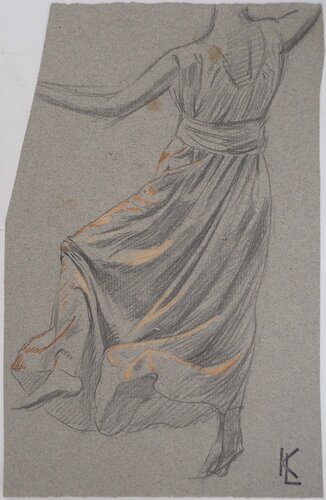 Drapé d'une robe vue de dos 2, c di Léopold-Franz Kowalski, Opera su carta in vendita su Singulart