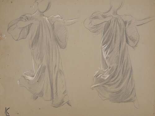 Étude du drapé de la robe de chambre, c di Léopold-Franz Kowalski, Opera su carta in vendita su Singulart