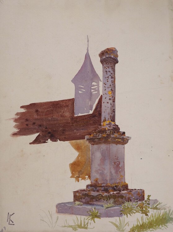 Monument devant église, c Léopold-Franz Kowalski