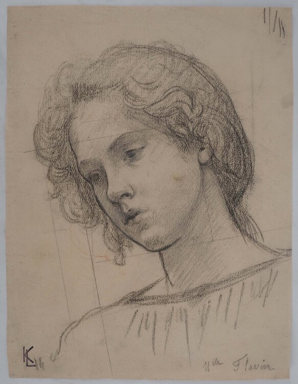 Portrait de Mlle Flavin, dessin original Léopold-Franz Kowalski