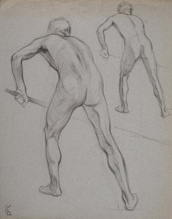 Étude du nu masculin de dos, c Léopold-Franz Kowalski