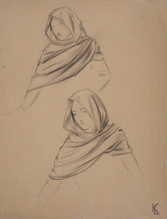Étude du drapé du châle, c Léopold-Franz Kowalski