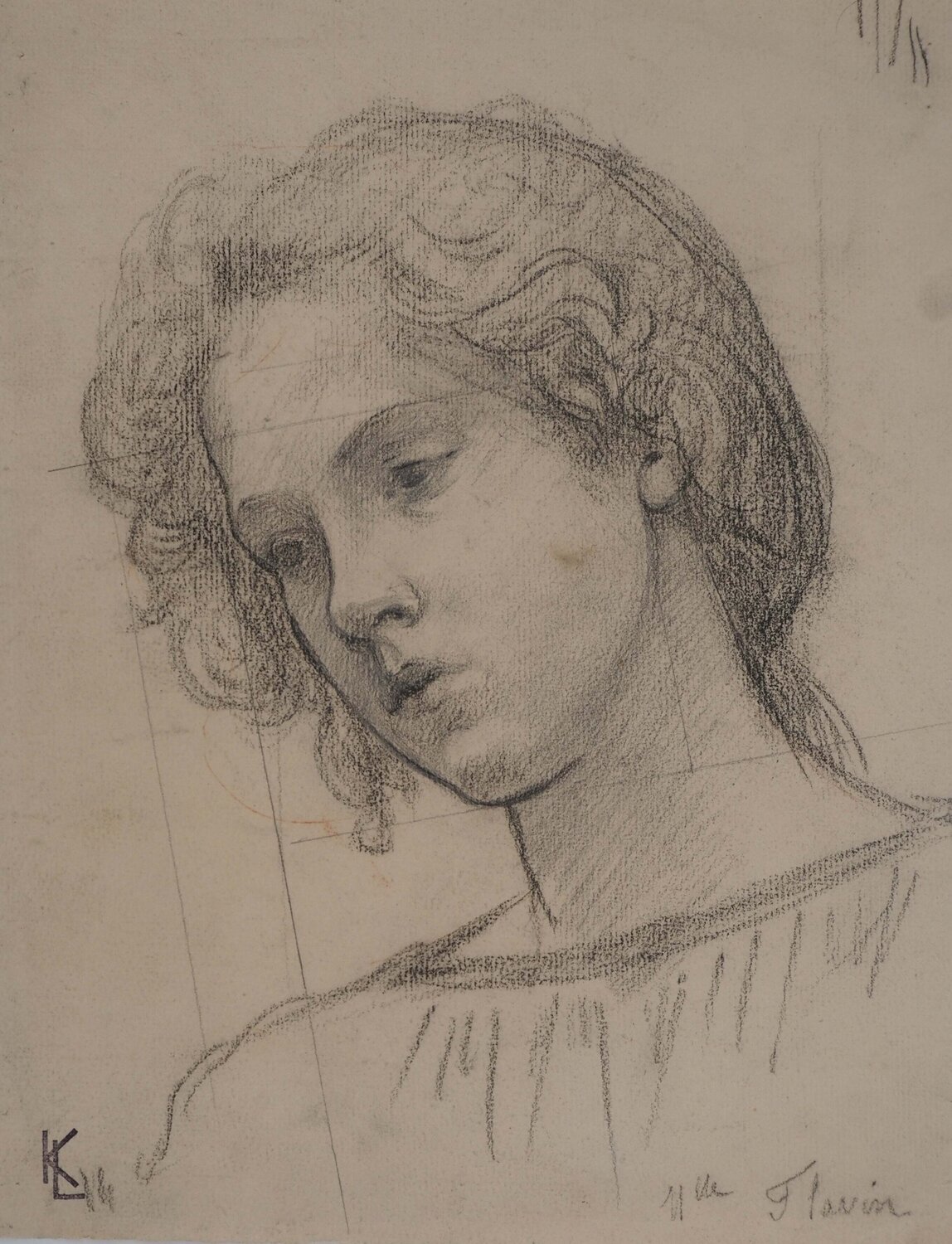 Portrait de Mlle Flavin, c Léopold-Franz Kowalski Werk auf Papier zu verkaufen