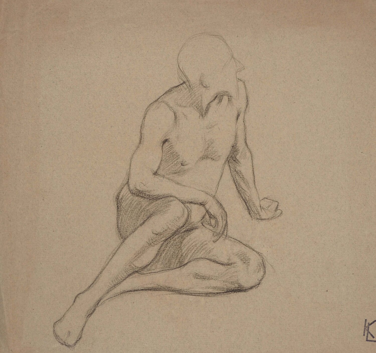 Nu masculin assis, c Léopold-Franz Kowalski Œuvre sur papier à vendre