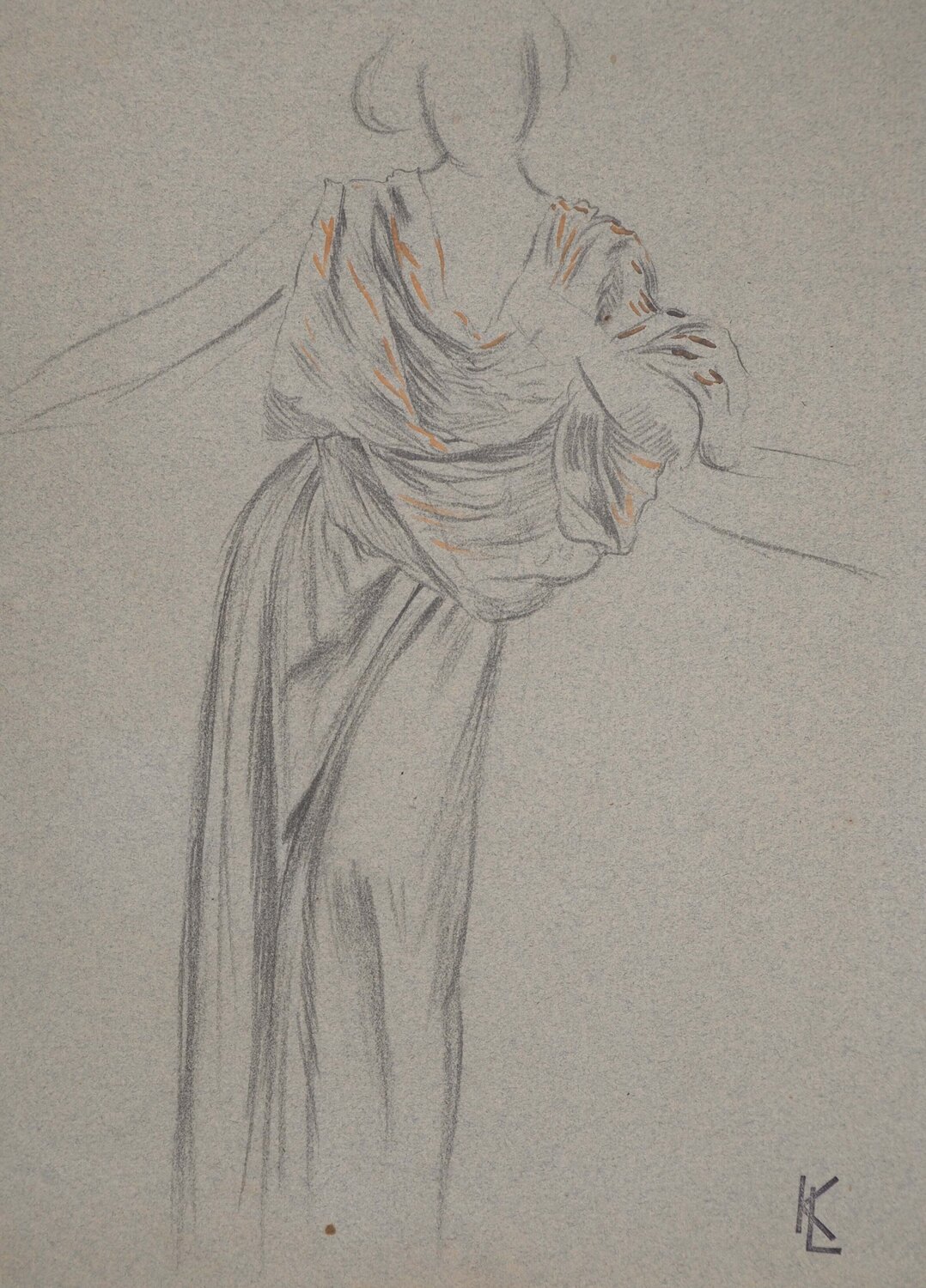 Drapé d'une robe de soirée, c Léopold-Franz Kowalski Werk auf Papier zu verkaufen