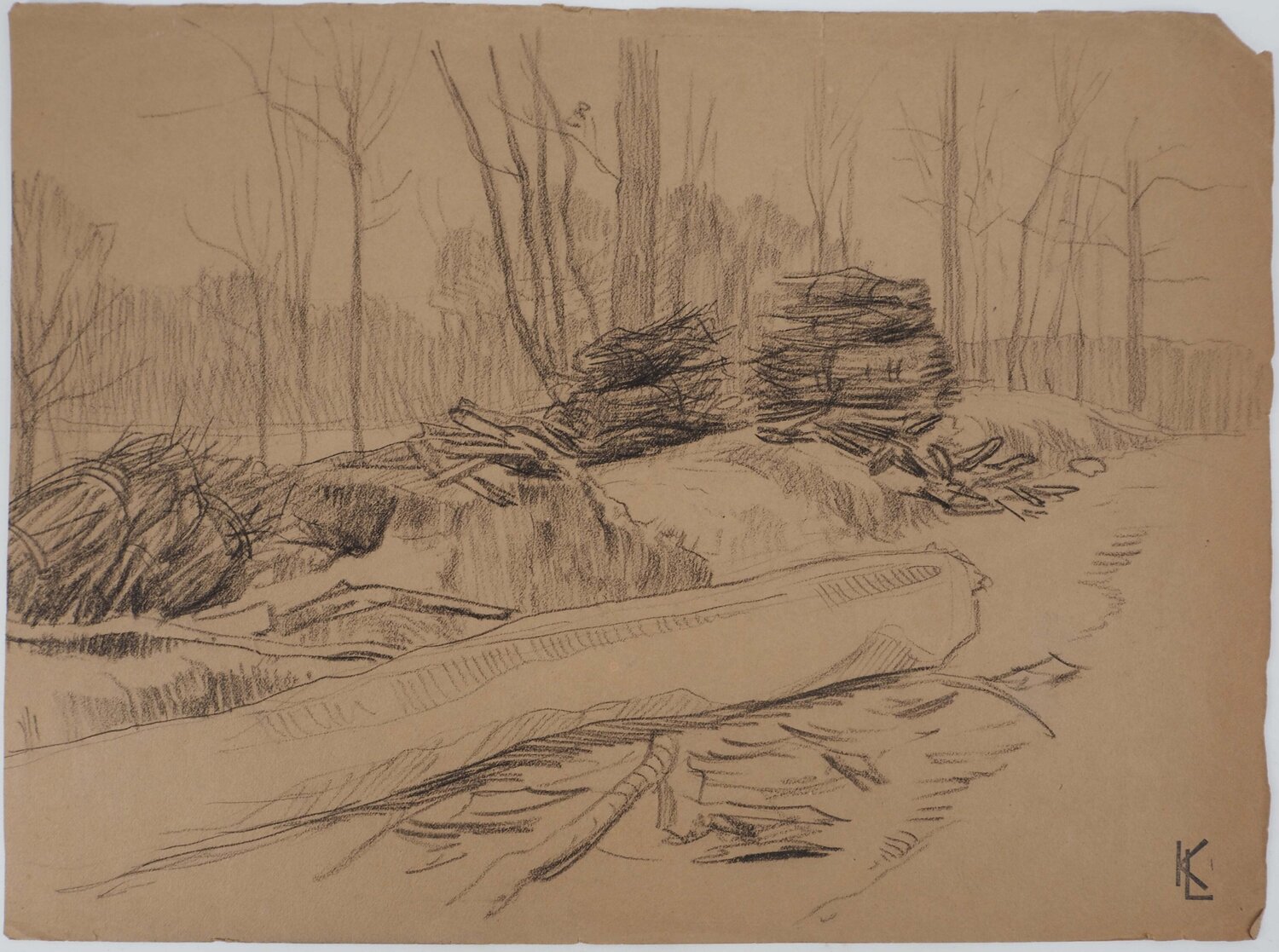 Paysage, dessin original Léopold-Franz Kowalski Tekening te koop