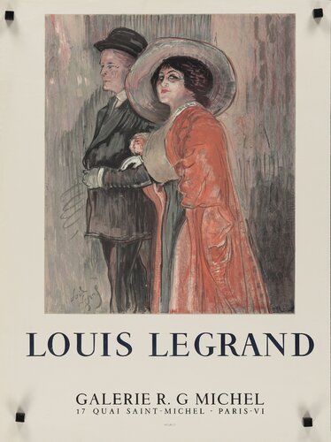 Galerie R. G Michel Exhibition Poster, (Black Magnets in the corners are for photography only and are not on the actual poster), FREE DOMESTIC SHIPPING by Louis Legrand, Print for Sale on Singulart