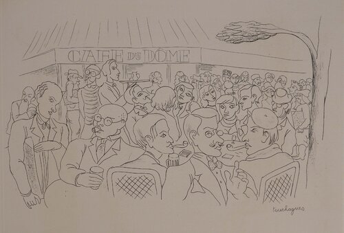 Le café du Dôme, Gravure originale signée von Louis Touchagues, Druck kaufen auf Singulart