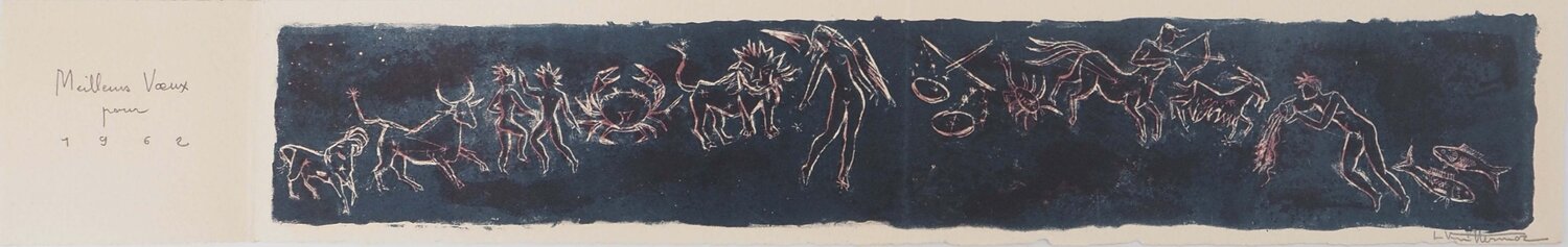 Astrologie, signes du zodiaque, Lithographie originale signée Louis Vuillermoz Impresión en venta