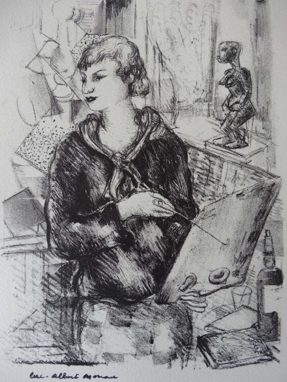 Peintre et art africain, Lithographie originale signée Luc-Albert Moreau
