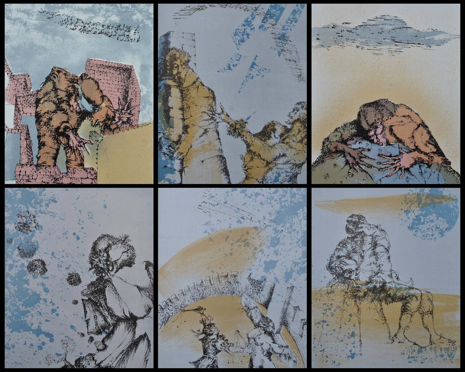 Les révoltés, 6 Lithographies originales, 1962 Luc Simon Druck zu verkaufen