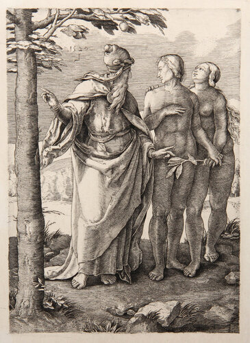 Dieu defend a Adam et Eve de toucher au Fruit de l'arbre de Vie by Lucas van-Leyden, Print for Sale on Singulart