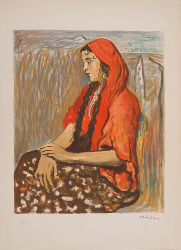 La gitane, Lithographie originale signée di Lucien Mainssieux, Stampa in vendita su Singulart