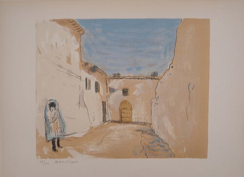 Tunis, Rue de la Vérité, Lithographie originale signée Lucien Mainssieux