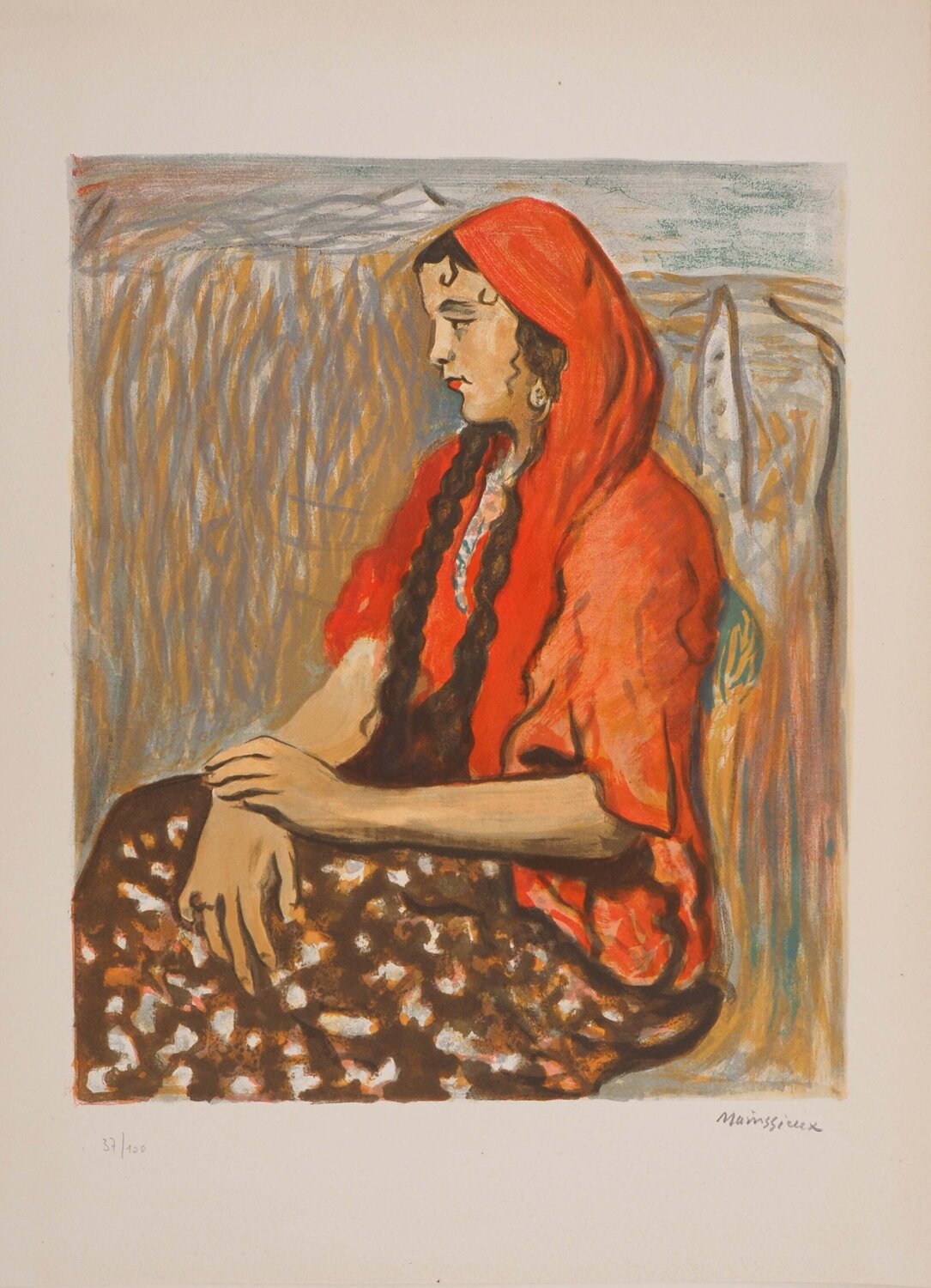 La gitane, Lithographie originale signée Lucien Mainssieux Édition à vendre