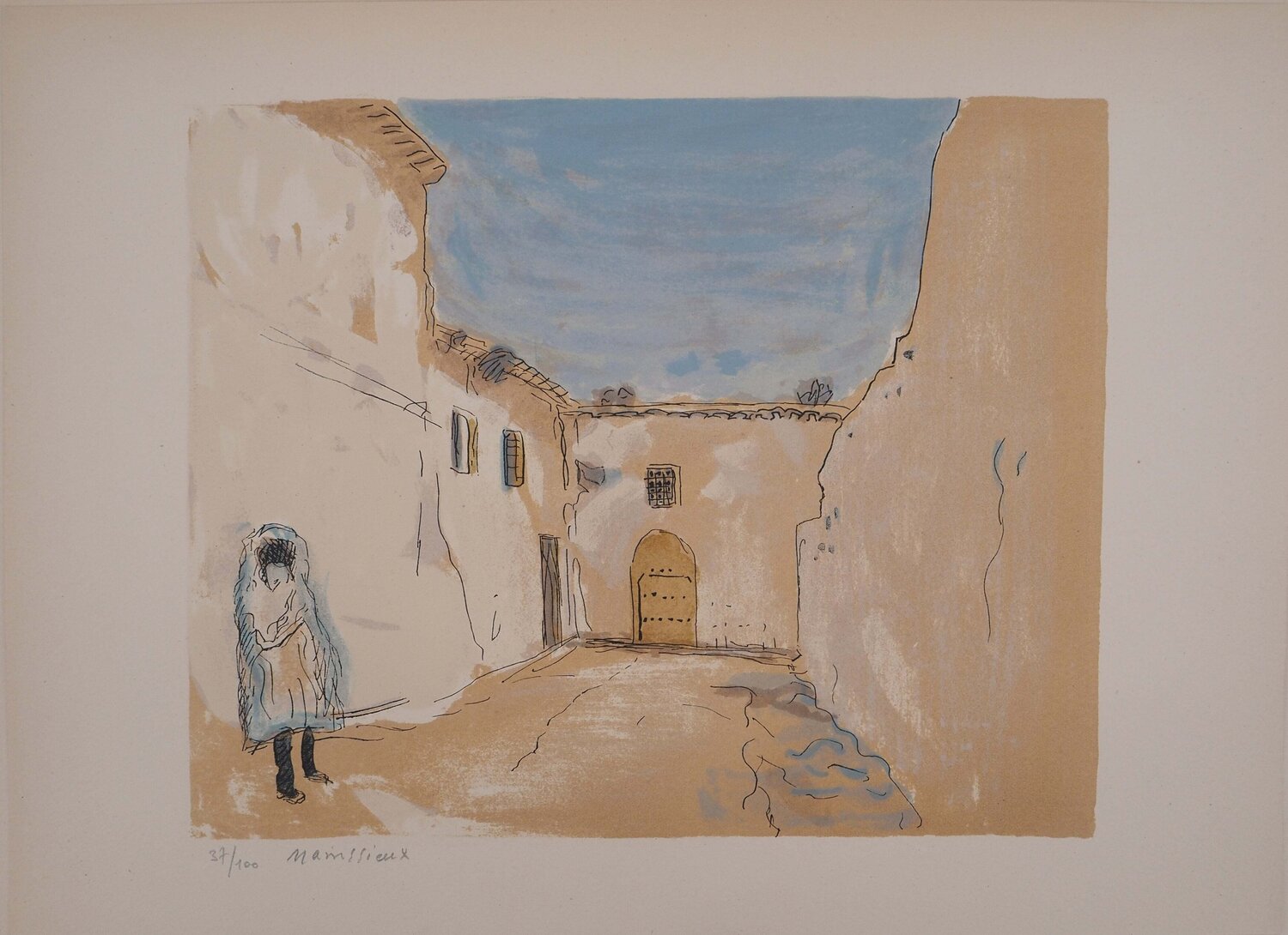 Tunis, Rue de la Vérité, Lithographie originale signée Lucien Mainssieux Print for sale