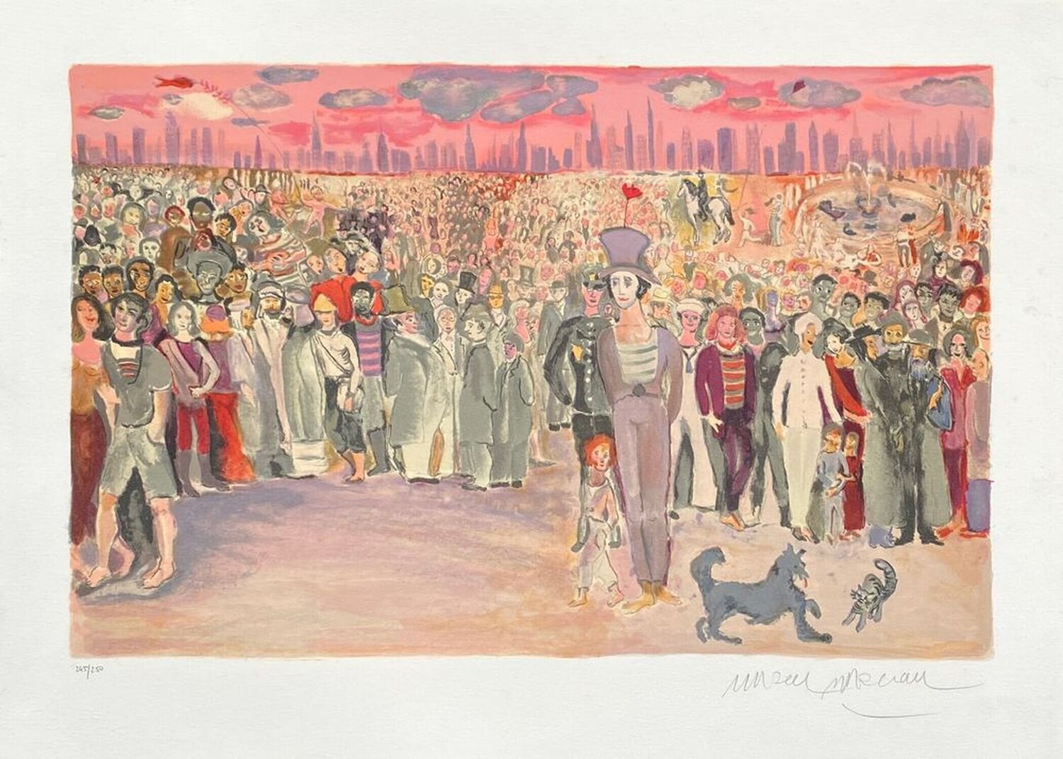 Bip et la foule Marcel Marceau Stampa in vendita