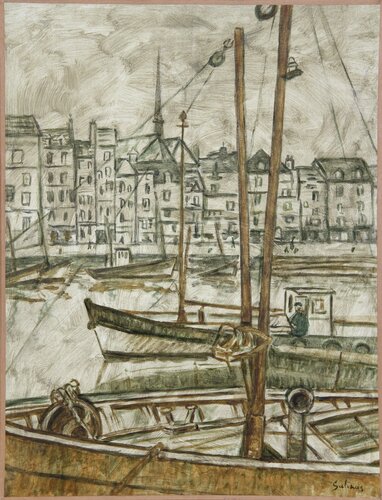 Honfleur le Bassin a Flets (Etude) van Marcel Salinas, Schilderij te koop op Singulart