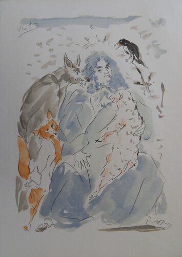 La Fontaine, le corbeau et le renard, Gravure by Marcel Vertes, 版画 for Sale on Singulart